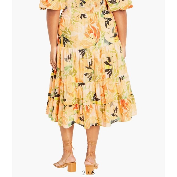 City Chic Plus Size Ariella Puff Sleeve Tier Print Dress - Picture 5 of 10